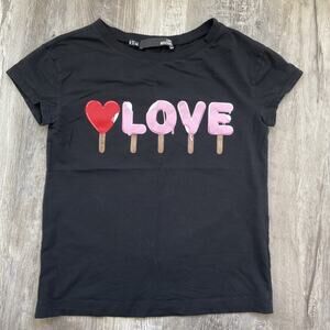 Moschino Tshirt Popsicle Heart Love Ice Cream Black Shirt Womens Size 4